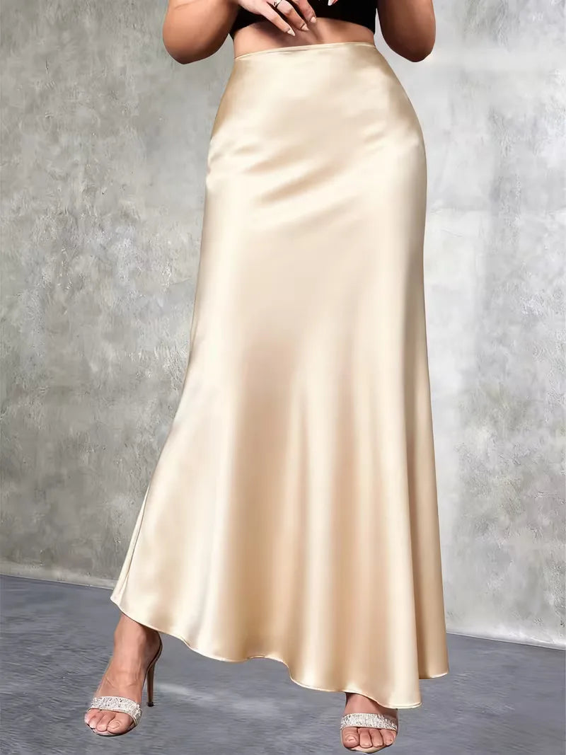 Jupe en satin taille haute