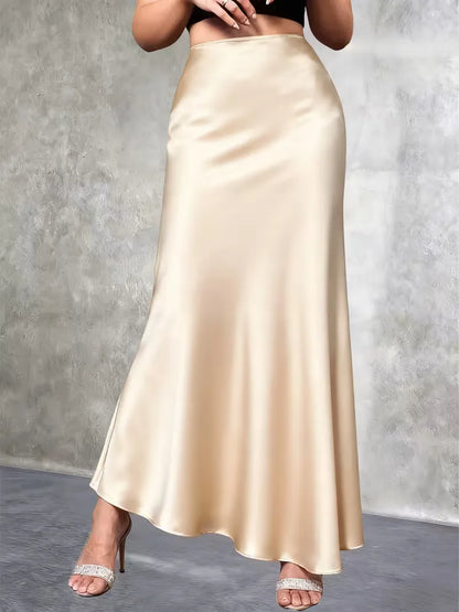 Jupe en satin taille haute