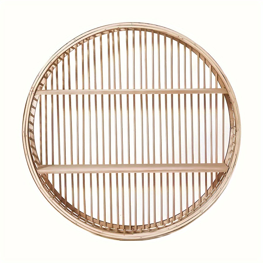 Estante de pared de bambú hecho a mano - Diseño redondo único para guardar cosas con estilo