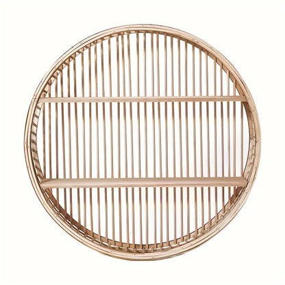 Estante de pared de bambú hecho a mano - Diseño redondo único para guardar cosas con estilo