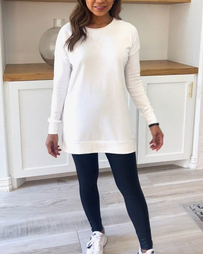 Sweat-shirt uni à manches longues