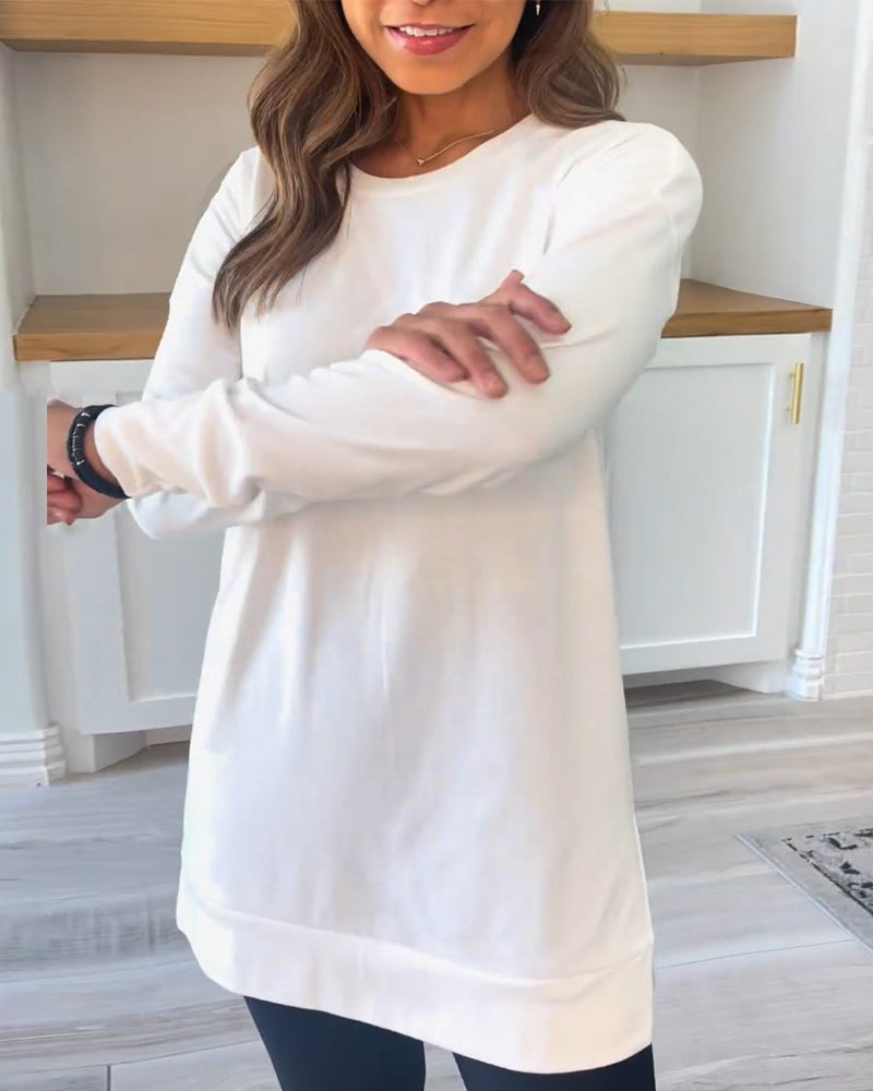 Sweat-shirt uni à manches longues