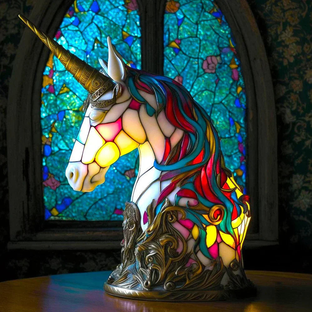 Vibrant Stained Glass Animal Lamps – Artistic Table Decoration