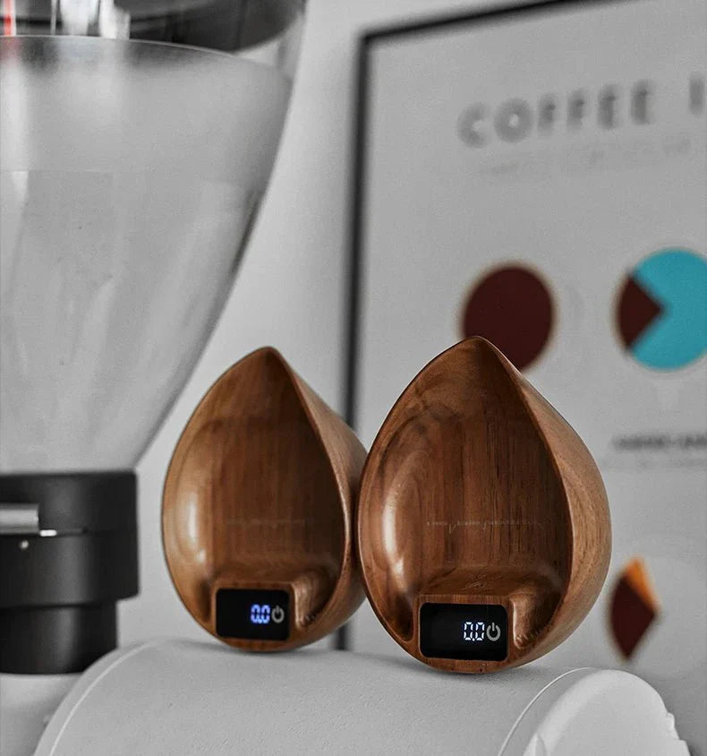 Bilancia elettronica da caffè in legno - Precisa - Resistente - Elegante design a foglia