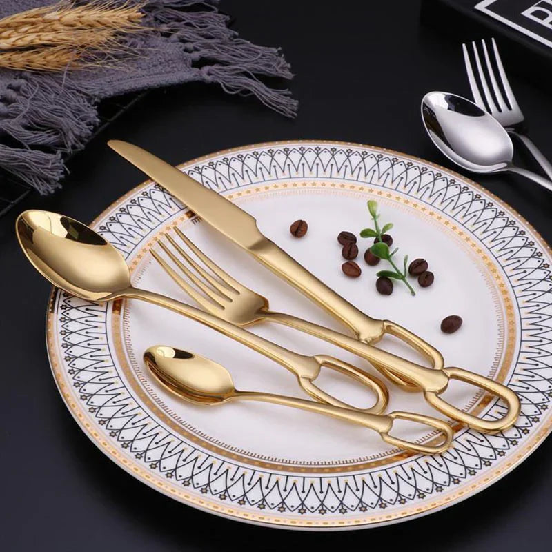 Set di posate Elegance Ringlet - Acciaio inossidabile 18/10 - Elegante manico ad anello