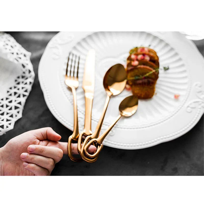 Set di posate Elegance Ringlet - Acciaio inossidabile 18/10 - Elegante manico ad anello