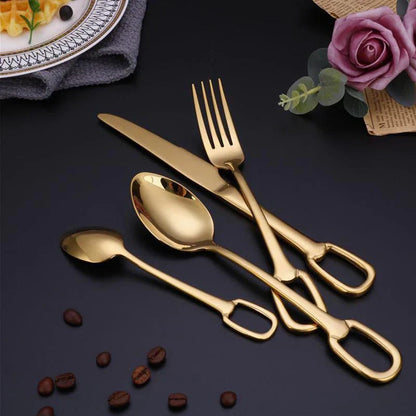 Set de couverts Ringlet élégant - Acier inoxydable 18/10 - Manche stylé en forme d’anneau
