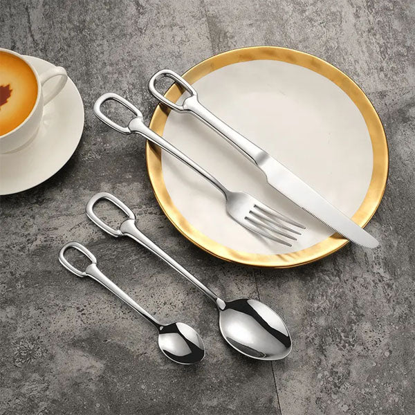 Set di posate Elegance Ringlet - Acciaio inossidabile 18/10 - Elegante manico ad anello