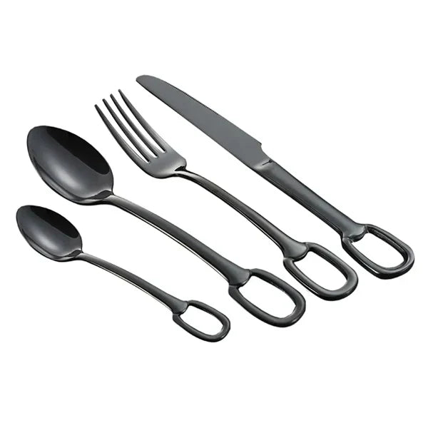 Set de couverts Ringlet élégant - Acier inoxydable 18/10 - Manche stylé en forme d’anneau
