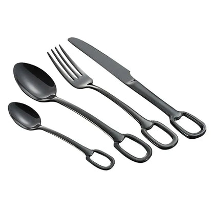 Set de couverts Ringlet élégant - Acier inoxydable 18/10 - Manche stylé en forme d’anneau