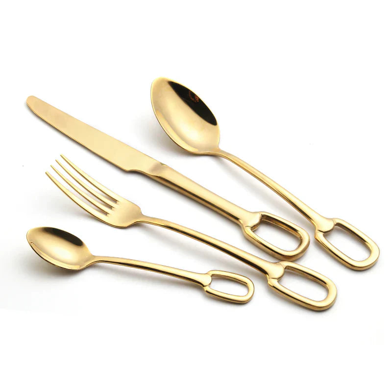 Set de couverts Ringlet élégant - Acier inoxydable 18/10 - Manche stylé en forme d’anneau