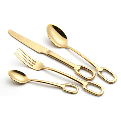 Set de couverts Ringlet élégant - Acier inoxydable 18/10 - Manche stylé en forme d’anneau