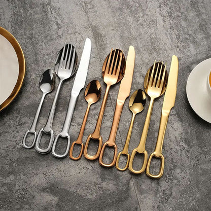 Set de couverts Ringlet élégant - Acier inoxydable 18/10 - Manche stylé en forme d’anneau
