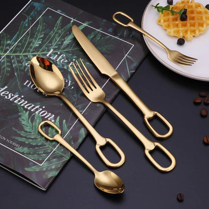 Set de couverts Ringlet élégant - Acier inoxydable 18/10 - Manche stylé en forme d’anneau