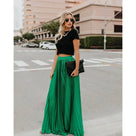 Ladies Elegant Maxi Skirt with Pleated Structure and Elastic Waist