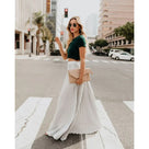 Ladies Elegant Maxi Skirt with Pleated Structure and Elastic Waist