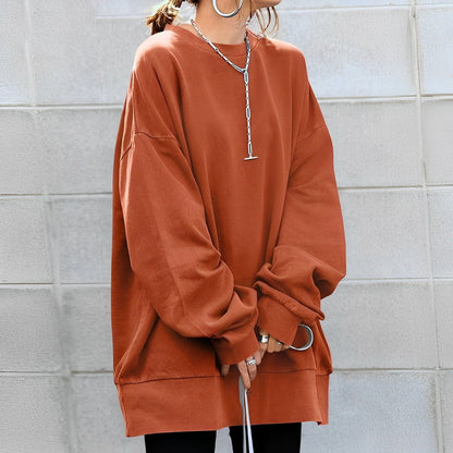 Γυναικείο oversized φούτερ με στρογγυλή λαιμόκοψη και μακριά μανίκια