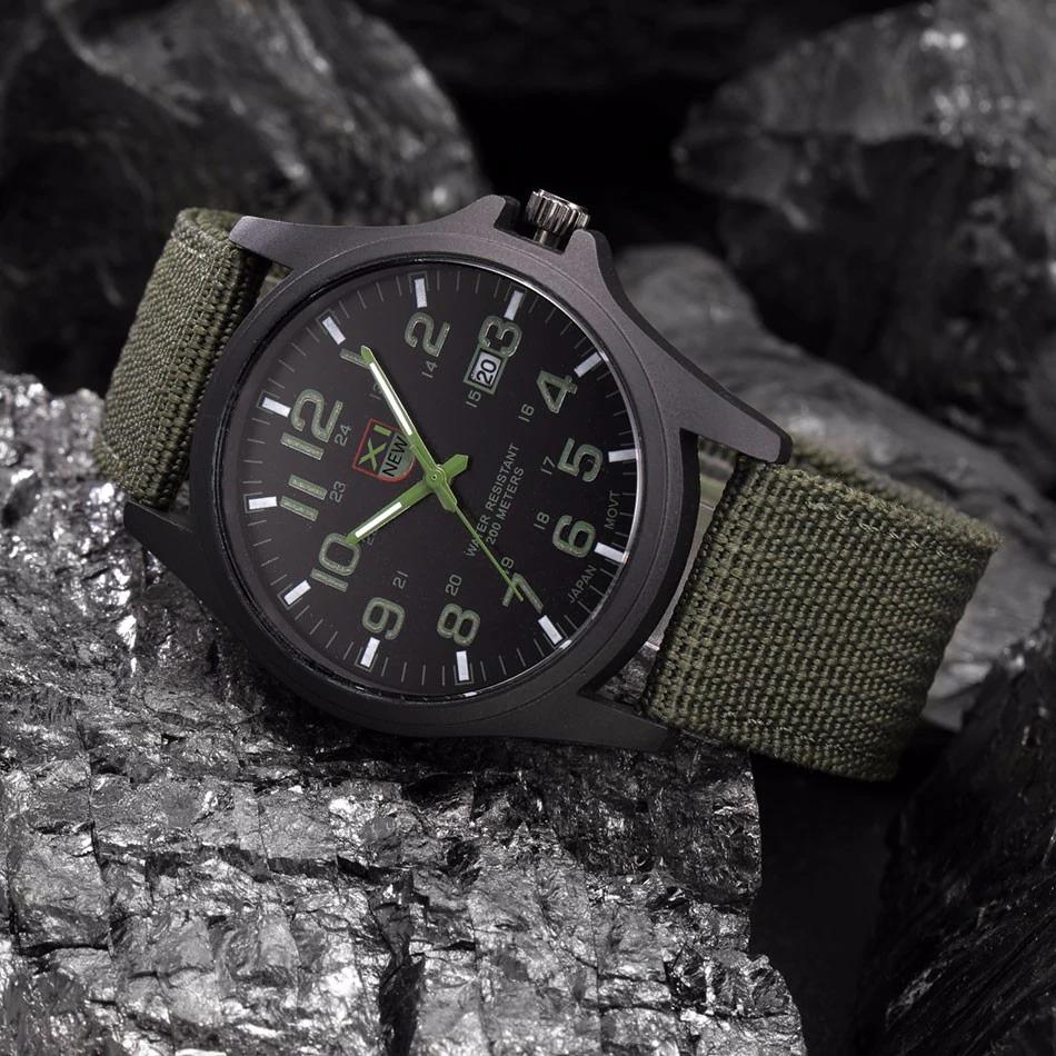 Robust Military Style Watch with Illuminated Dial