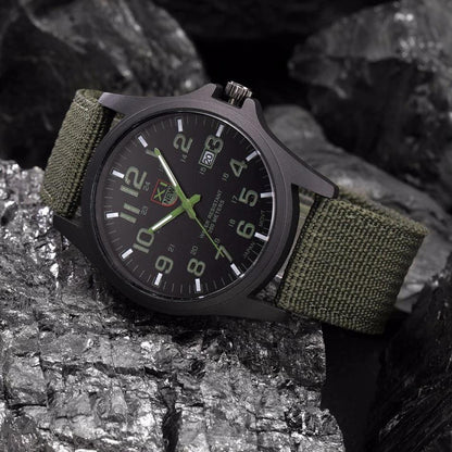 Robust Military Style Watch with Illuminated Dial
