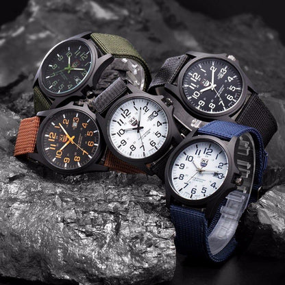 Robust Military Style Watch with Illuminated Dial