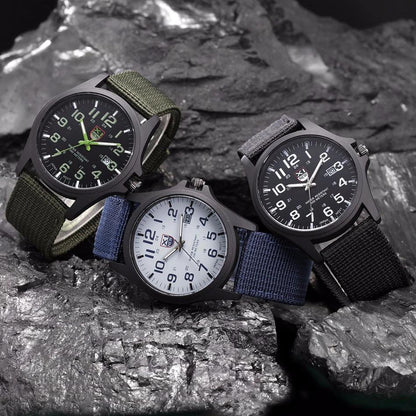 Robust Military Style Watch with Illuminated Dial