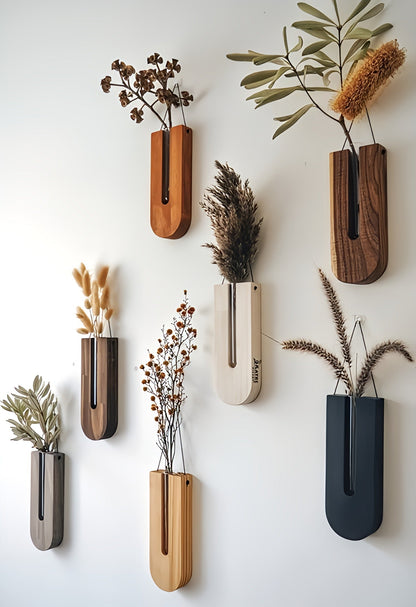 Set di portavasi da parete in legno per piante da interno, dal design minimalista e naturale