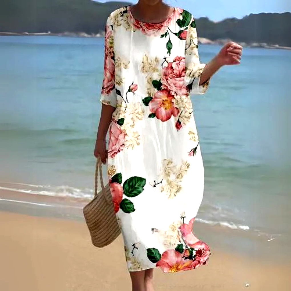 Flowing and Lightweight Elegant Midi Dress for Women