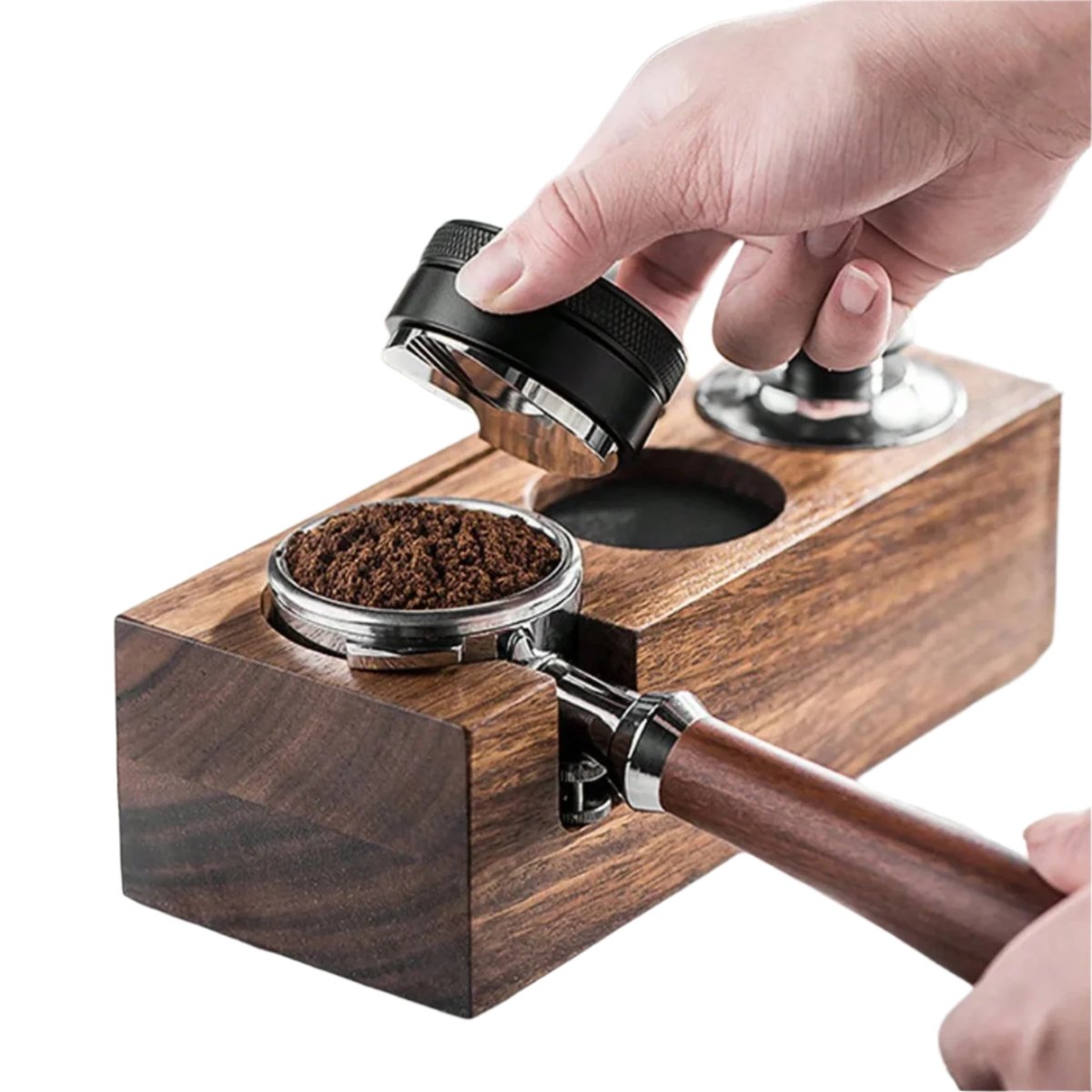 Espresso Tamper Station - Wooden Portafilter Holder - Perfect Pressure - Stylish Design