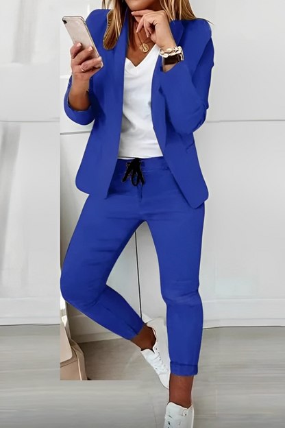 Ladies' Two-Piece Blazer and Trouser Set with Drawstring