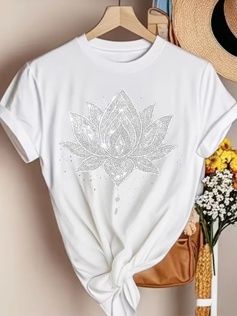 T-shirt avec imprimé fleur de lotus