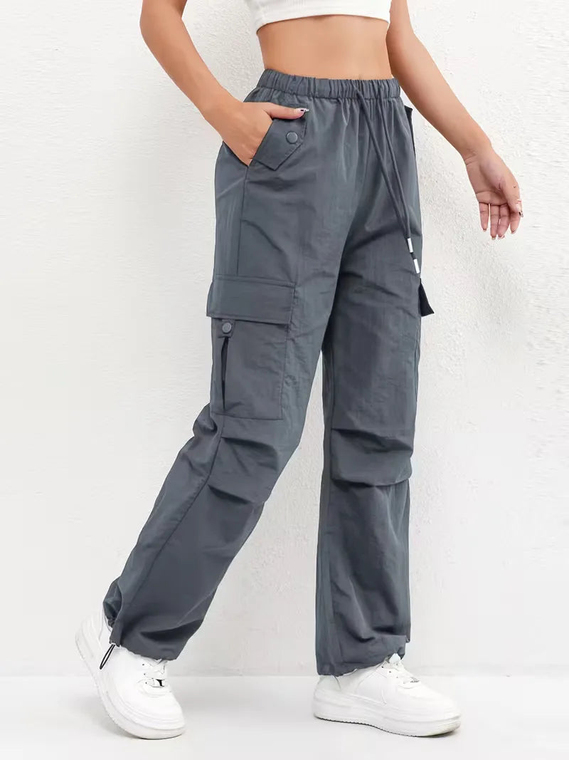 High-Waisted Cargo Trousers