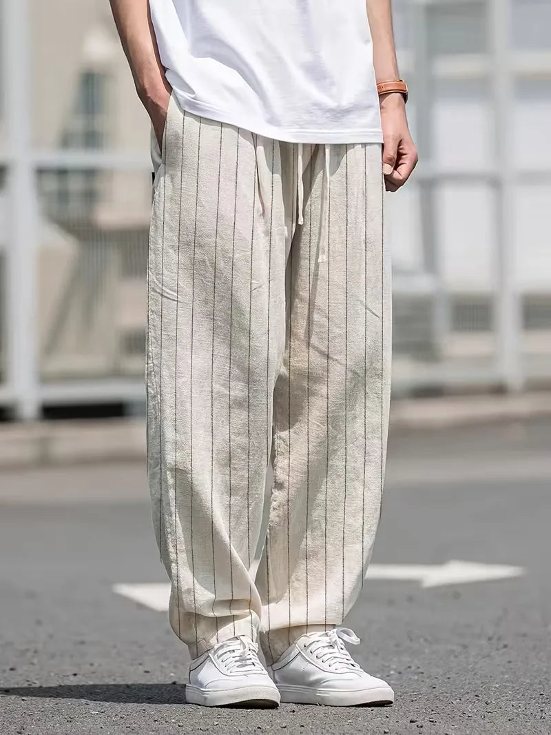 Pantalon large à rayures verticales
