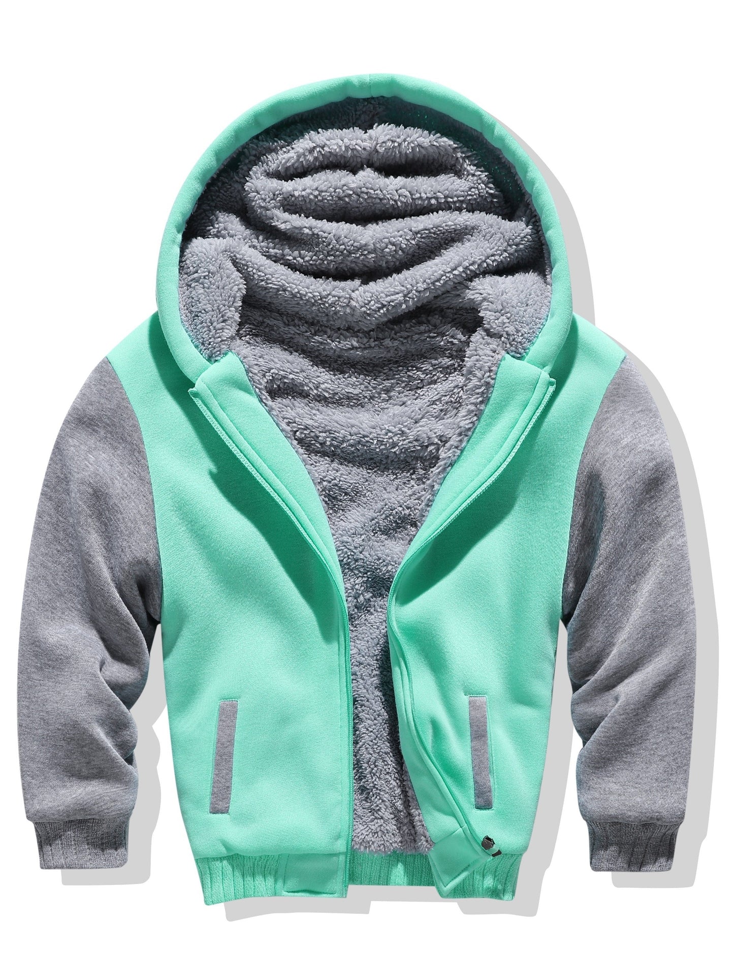 Sherpa-lined children's fleece full zip hooded jacket - Josiah