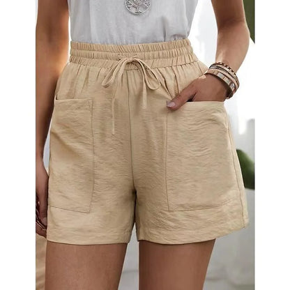 Short Women's Trousers with High Waist and Elastic - Herta