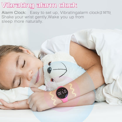LED-Digitaluhr mit Schrittzähler und Vibrationsalarm – Fitnesstracker für Kinder