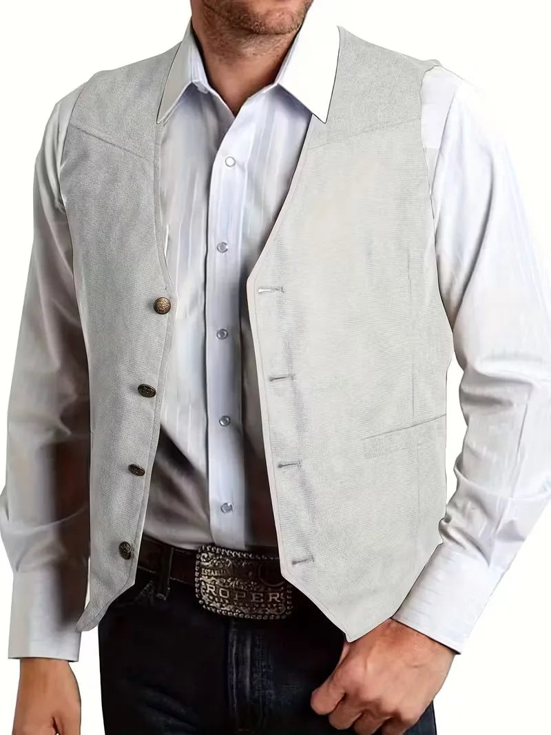 Gilet avec col en V et boutons