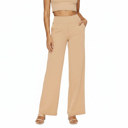 Straight Leg High Waist Trousers with Pockets