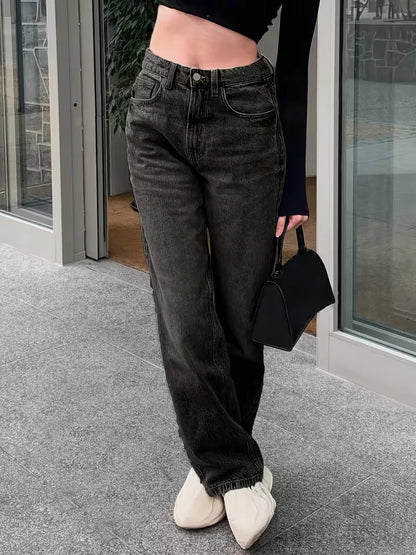 Jean droit taille mi-haute