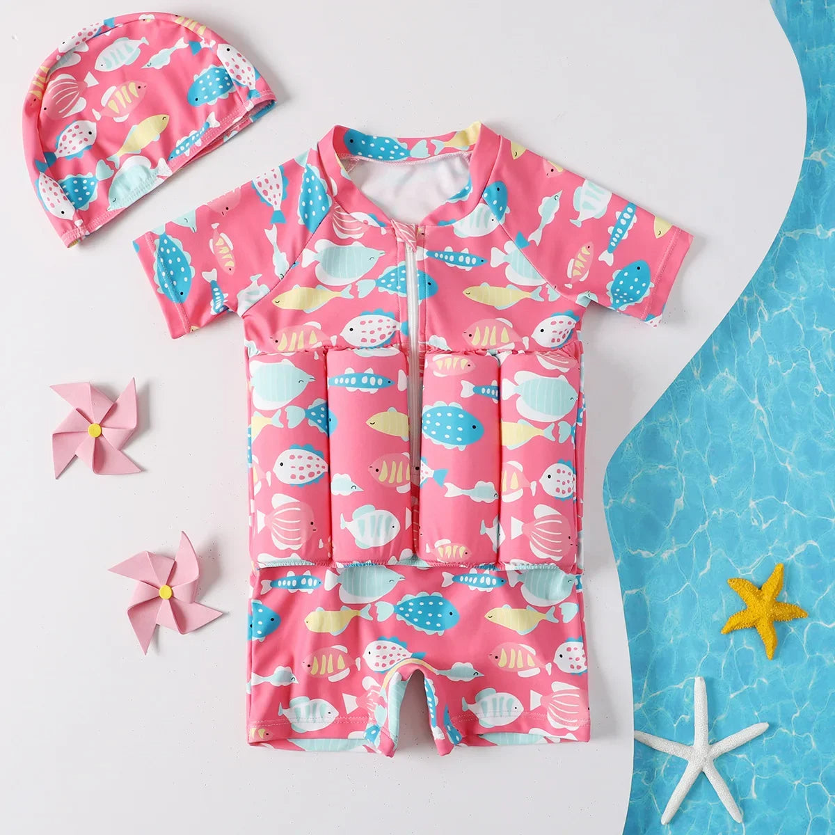 Traje de baño evolutivo para niños con flotabilidad ajustable - aprendizaje seguro de la natación y protección UV
