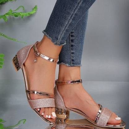 Glitter Sandals with Elegant Flare