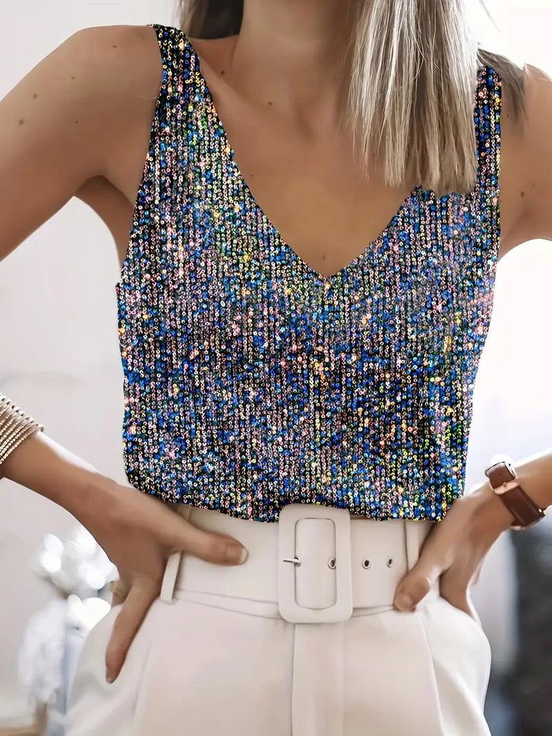 Sequined V-Neck Top – Sparkling Elegance for Every Occasion