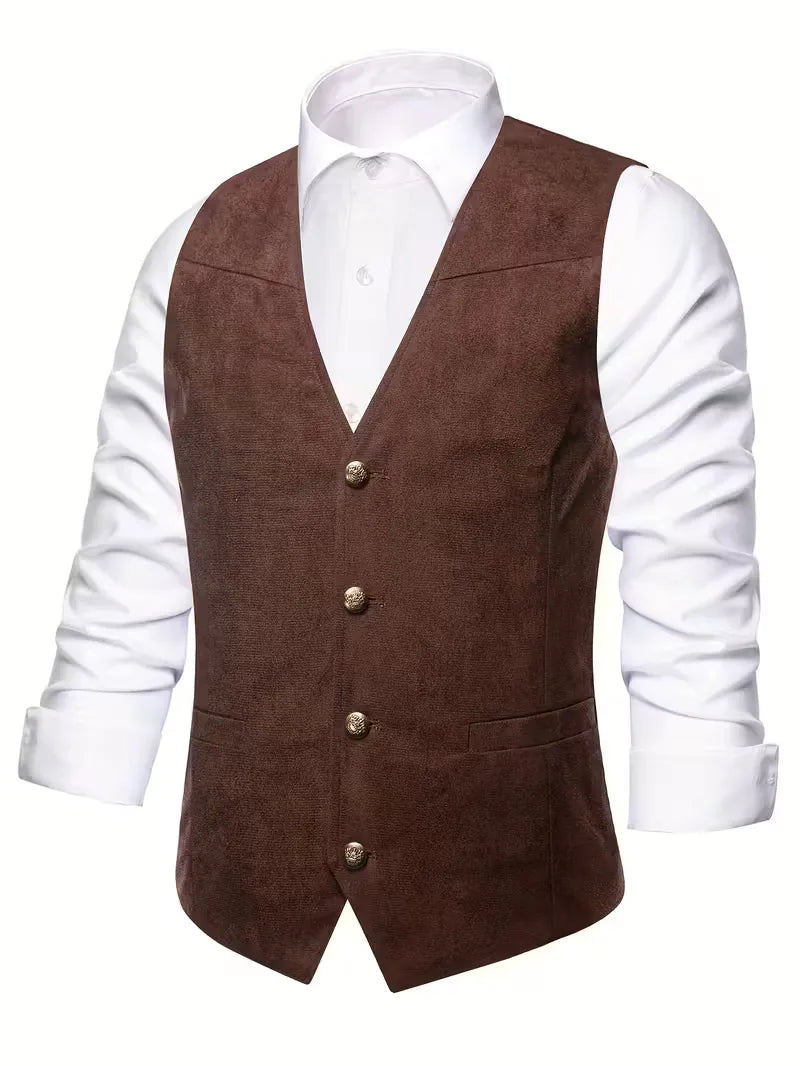 Gilet avec col en V et boutons