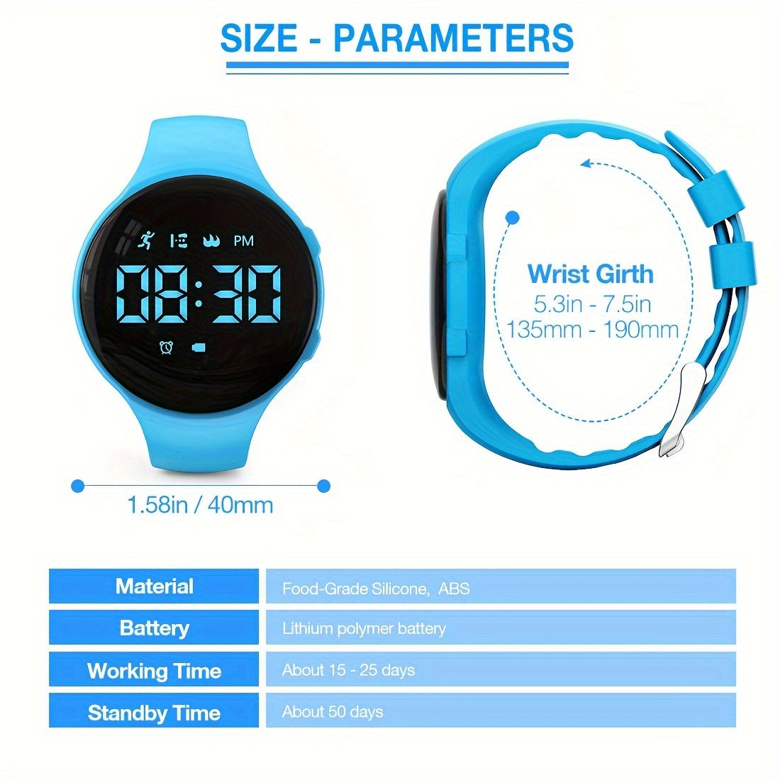 LED-Digitaluhr mit Schrittzähler und Vibrationsalarm – Fitnesstracker für Kinder