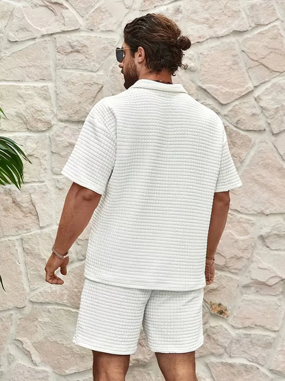 Ensemble avec col en V et texture