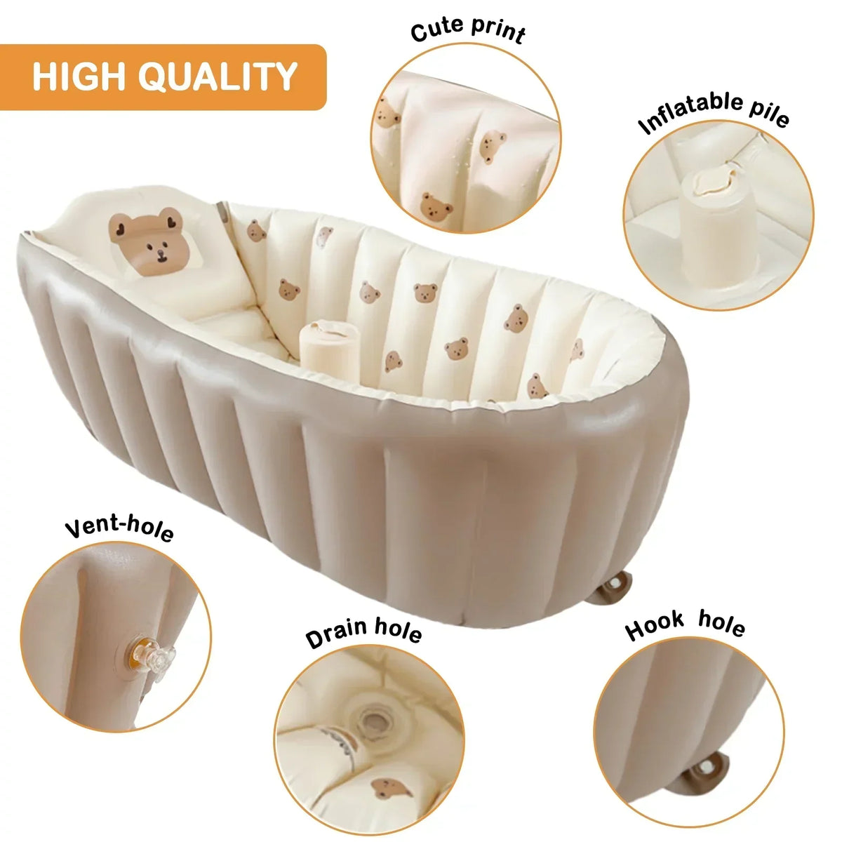 Baignoire gonflable pour bébé avec dossier ergonomique - légère, sûre et peu encombrante