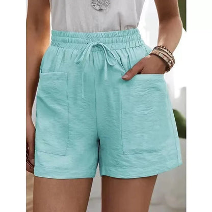 Short Women's Trousers with High Waist and Elastic - Herta