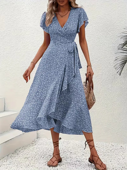 Robe portefeuille à fleurs