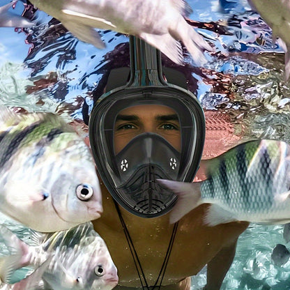 Full Face Snorkel Mask – 180° Panoramic View and Camera Mount for the Perfect Underwater Experience