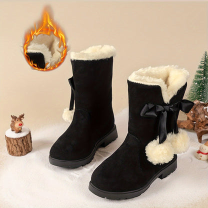 Girls' Trendy Snow Warm Fleece Cozy Non-Slip Ankle Boots - Madela