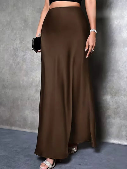 Jupe en satin taille haute